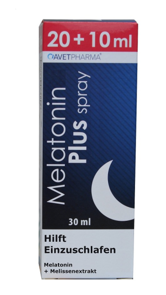 Melatonin 1mg plus Melisse Extrakt im Spray, behebt Schlafprobleme, hilft Einzuschlafen, 2 Sprühstöße ergeben 1 ml Melatonin